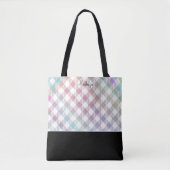 Iriserende regenboog gingham patroon met monogram tote bag (Voorkant)