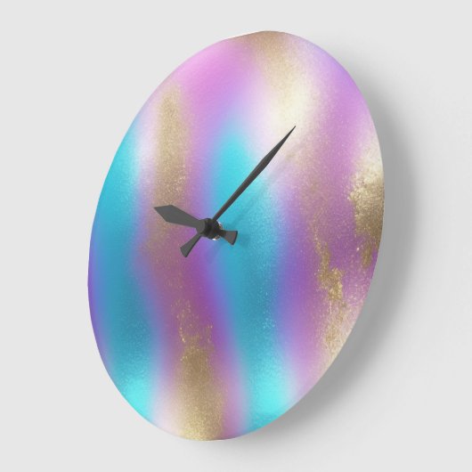 Iriserende Regenboog Glamour Grote Klok (Hoek)