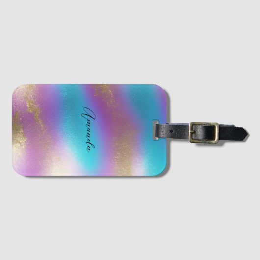 Iriserende regenboogglam bagagelabel (Voorkant (horizontaal))