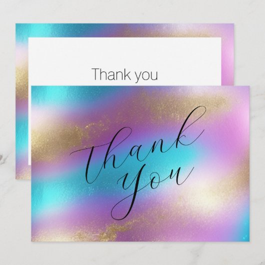 Iriserende regenboogglam bedankkaart (Voorkant / Achterkant)