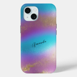 Iriserende regenboogglam iPhone 15 case