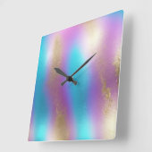 Iriserende regenboogglam vierkante klok (Hoek)