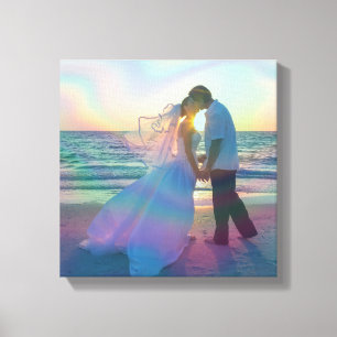 Iriserende regenboogoverlay huwelijksfoto canvas afdruk