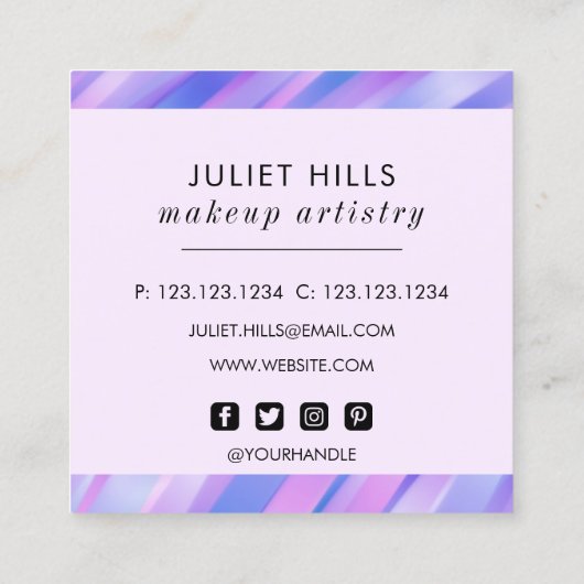 Iriserende Ribbons Vierkant Visitekaartje (Achterkant)