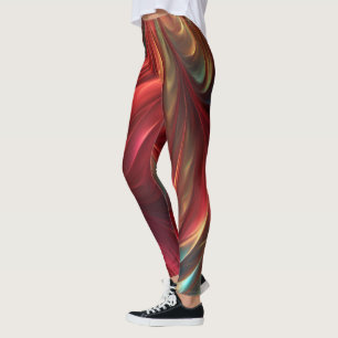 iriserende rode Abstracte werveling Leggings