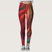 iriserende rode Abstracte werveling Leggings (Voorkant)