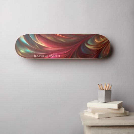 iriserende rode Abstracte werveling Persoonlijk Skateboard (Muurkunst (Horizontaal))