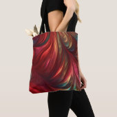 iriserende rode Abstracte werveling Tote Bag (Dichtbij)