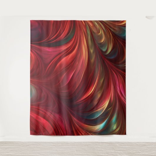 iriserende rode Abstracte werveling Wandkleed (Voorkant)