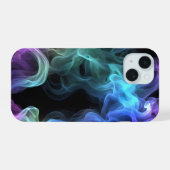 Iriserende rook op zwart iPhone 15 case (Achterkant horizontaal)