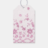 Iriserende roze bloemen en kant cadeaulabel (Achterkant)