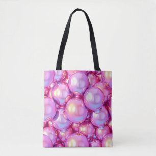 Iriserende Roze Glanzende 3D Bubbel Patroon Esthet Tote Bag