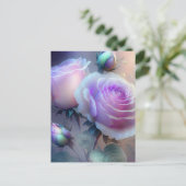 Iriserende roze rozen close-up briefkaart (Staand voorkant)