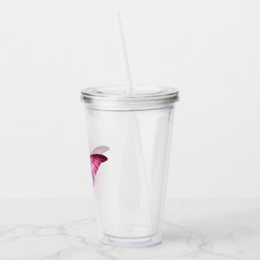 Iriserende roze vlinder acryl drinkbeker (Links)