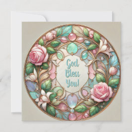 Iriserende Rozen en Pebbles zegeningen Feestdagenkaart