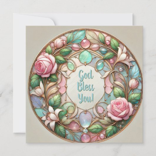 Iriserende Rozen en Pebbles zegeningen Feestdagenkaart (Voorkant)
