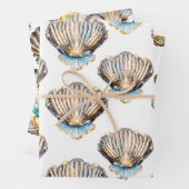 Iriserende schelpen schelpen naadloze patroon stra inpakpapier vel (In situ)