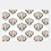 Iriserende schelpen schelpen naadloze patroon stra inpakpapier vel (Voorkant)