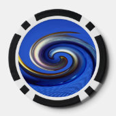 Iriserende Silver Blue Swirl Abstract Pokerchips (Achterkant)