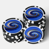 Iriserende Silver Blue Swirl Abstract Pokerchips (Opstapeling)