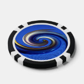 Iriserende Silver Blue Swirl Abstract Pokerchips (Enkel)