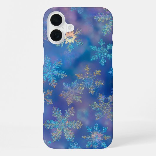 Iriserende sneeuwvlokken iPhone hoesje (Achterkant)
