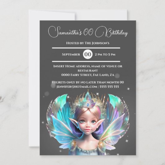 Iriserende sprookjesprinses glinstert grillige vle kaart (Voorkant)