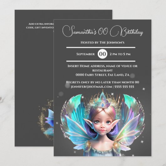 Iriserende sprookjesprinses glinstert grillige vle kaart (Voorkant / Achterkant)