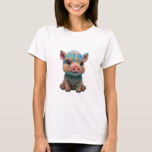 Iriserende sterrenstelsel Baby wild zwijn biggetje T-shirt