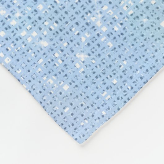 Iriserende Turquoise Zilveren Faux Glitter Monogra Fleece Deken (Hoek)