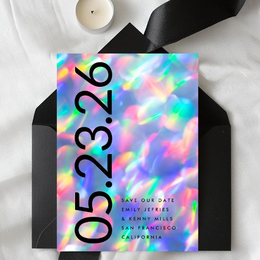 Iriserende Ultra Modern Bold DATE non Foto Save The Date