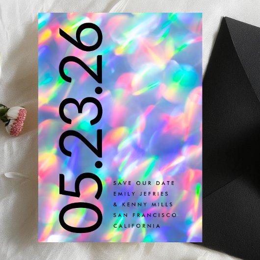 Iriserende Ultra Modern Bold DATE non Foto Save The Date