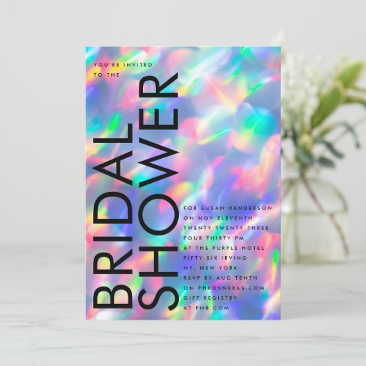 Iriserende Ultra Modern Monogram Vrijgezellenfeest Kaart (Staand voorkant)