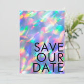 Iriserende Ultra Moderne Monogram Foto Save The Date (Staand voorkant)