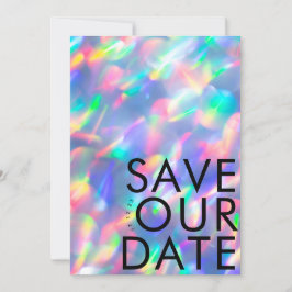 Iriserende Ultra Moderne Monogram Foto Save The Date