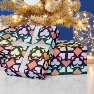Iriserende veelkleurige spelende Kaart Symbolen Pa Cadeaupapier
