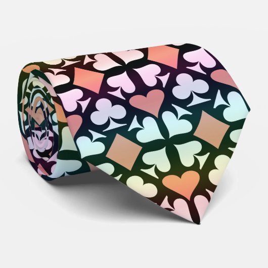 Iriserende veelkleurige spelende Kaart Symbolen Pa Stropdas (Opgerold)