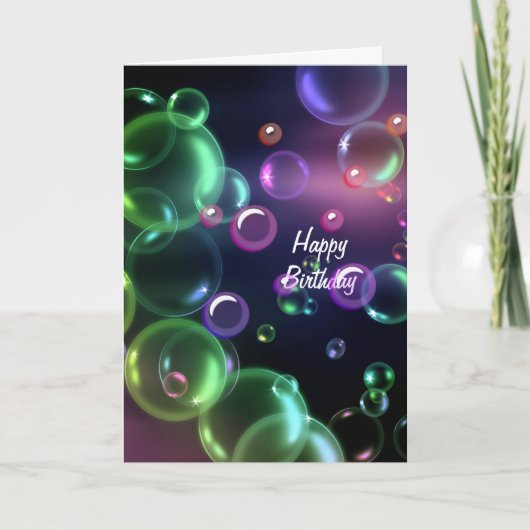 Iriserende verjaardagsbellen op zwart kaart (Voorkant)