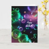 Iriserende verjaardagsbellen op zwart kaart (Gele Bloem)