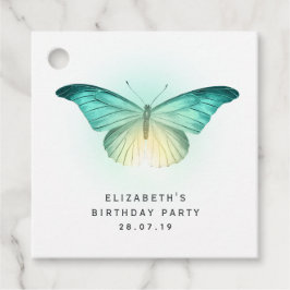  iriserende vlinder en damast bedankjes labels