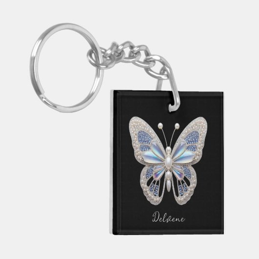 iriserende vlinderelegantie sleutelhanger (Voorkant Links)