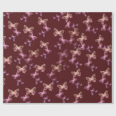 iriserende vlinders op kastanjebruin cadeaupapier (Vlak)