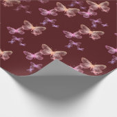 iriserende vlinders op kastanjebruin cadeaupapier (Hoek)
