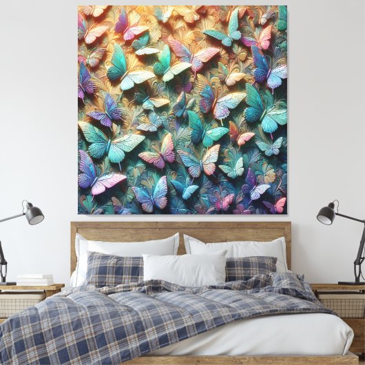 Iriserende Vlindertuin Canvas Afdruk (Insitu (Slaapkamer))