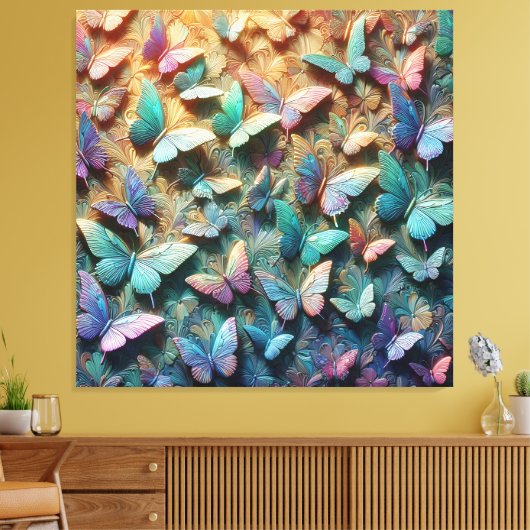 Iriserende Vlindertuin Canvas Afdruk (Insitu (Woonkamer))