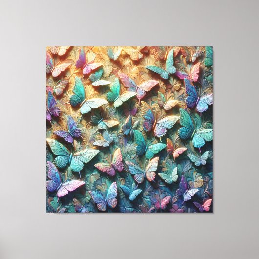 Iriserende Vlindertuin Canvas Afdruk (Voorkant)