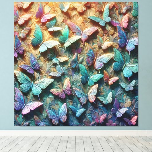 Iriserende Vlindertuin Canvas Afdruk (Insitu (Houten vloer))