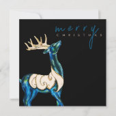 Iriserende Waterverf rendieren Vrolijk kerstfeest Feestdagenkaart (Voorkant)
