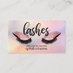 Iriserende wimper roze glitter metallic wimpers visitekaartje