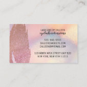 Iriserende wimper roze glitter metallic wimpers visitekaartje (Achterkant)